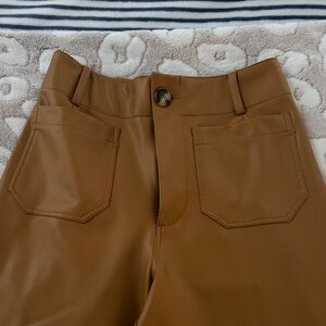 Anthropologie Maeve Camel Faux Leather Pants